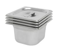 Argon Tableware Stainless Steel Gastronorm Containers With Lids - 1/6 100mm - 1.5L - Pack Of 4