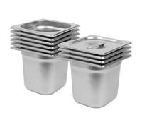 Argon Tableware Stainless Steel Gastronorm Containers With Lids - 1/6 150mm - 2.25L - Pack Of 10