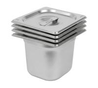 Argon Tableware Stainless Steel Gastronorm Containers With Lids - 1/6 150mm - 2.25L - Pack Of 4