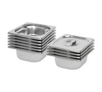 Argon Tableware Stainless Steel Gastronorm Containers With Lids - 1/6 65mm - 1L - Pack Of 10
