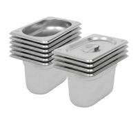 Argon Tableware Stainless Steel Gastronorm Containers With Lids - 1/9 100mm - 800Ml - Pack Of 10