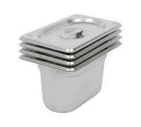 Argon Tableware Stainless Steel Gastronorm Containers With Lids - 1/9 100mm - 800Ml - Pack Of 4