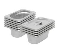 Argon Tableware Stainless Steel Gastronorm Containers With Lids - 1/9 65mm - 500Ml - Pack Of 10