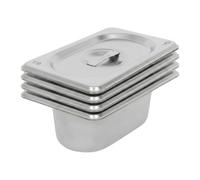 Argon Tableware Stainless Steel Gastronorm Containers With Lids - 1/9 65mm - 500Ml - Pack Of 4
