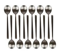 Argon Tableware 12 Stainless Steel Teaspoons - 14.5cm Matte Black Finish Modern Cutlery Set for Tea, Coffee & Desserts - Stylish Dishwasher Safe Tableware