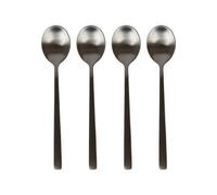 Argon Tableware 4 Stainless Steel Teaspoons - 14.5cm Matte Black Finish Modern Cutlery Set for Tea, Coffee & Desserts - Stylish Dishwasher Safe Tableware