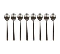 Argon Tableware 8 Stainless Steel Teaspoons - 14.5cm Matte Black Finish Modern Cutlery Set for Tea, Coffee & Desserts - Stylish Dishwasher Safe Tableware