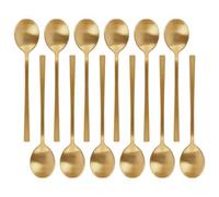 Argon Tableware 12 Stainless Steel Teaspoons - 14.5cm Gold Finish Modern Cutlery Set for Tea, Coffee & Desserts - Stylish Dishwasher Safe Tableware
