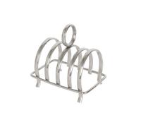 Argon Tableware Stainless Steel Toast Rack - 4 Slices - 1x Metal Kitchen Accessories Bread Slice Holder Stand Organiser Dish Tray with Handle