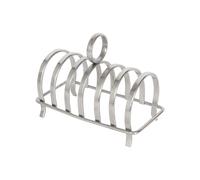 Argon Tableware Stainless Steel Toast Rack - 6 Slices - 1x Metal Kitchen Accessories Bread Slice Holder Stand Organiser Dish Tray with Handle