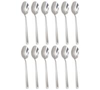Argon Tableware Tondo Stainless Steel Dessert Spoons - 21cm - Pack of 12 - Silver Dining Table Spoon High Polished Dishwasher Safe 12-Piece Dinner Cutlery Set