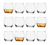 Argon Tableware Tondo Whisky Glasses - Modern Water Juice Glass Drinking Tumblers - 405ml - Clear - Pack of 12