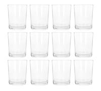 Argon Tableware Water Glasses Set of 12-200ml Clear Drinking Tumblers - Straight-Sided Everyday Glassware for Water Juice Cocktails - Durable Soda Lime Glass