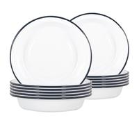 Argon Tableware White Enamel Deep Bowls 22.5cm Navy Pack of 12 Argon Tableware Navy