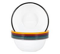 Argon Tableware Coloured Pasta Bowls - 16cm - Pack of 6 - Multicoloured Metal Enamel Cereal Lightweight Camping Serving Bowls for Snacks, Pasta, Cereal, Salad