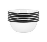 Argon Tableware Coloured Pasta Bowls - 16cm - Pack of 12 - Black Metal Enamel Cereal Lightweight Camping Serving Bowls for Snacks, Pasta, Cereal, Salad