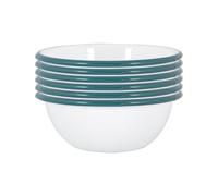 Argon Tableware Coloured Pasta Bowls - 16cm - Pack of 6 - Green Metal Enamel Cereal Lightweight Camping Serving Bowls for Snacks, Pasta, Cereal, Salad