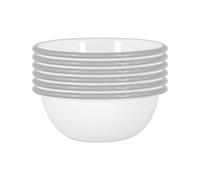 Argon Tableware Coloured Pasta Bowls - 16cm - Pack of 6 - Grey Metal Enamel Cereal Lightweight Camping Serving Bowls for Snacks, Pasta, Cereal, Salad