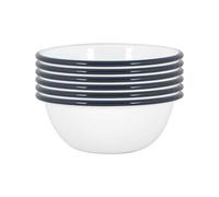 Argon Tableware Coloured Pasta Bowls - 16cm - Pack of 12 - Navy Metal Enamel Cereal Lightweight Camping Serving Bowls for Snacks, Pasta, Cereal, Salad