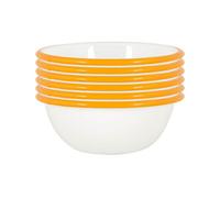 Argon Tableware Coloured Pasta Bowls - 16cm - Pack of 6 - Yellow Metal Enamel Cereal Lightweight Camping Serving Bowls for Snacks, Pasta, Cereal, Salad