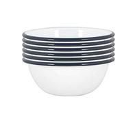 Argon Tableware Coloured Pasta Bowls - 16cm - Pack of 6 - Navy Metal Enamel Cereal Lightweight Camping Serving Bowls for Snacks, Pasta, Cereal, Salad