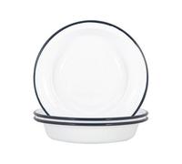Argon Tableware White Deep Bowls - 22.5cm - Pack of 6 - Navy Salad Bowls Metal Enamel Cereal Bowls Lightweight Camping Serving Bowls for Snacks, Pasta, Cereal, Salad