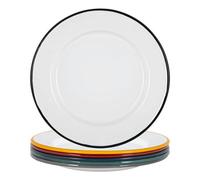 Argon Tableware Enamel Dinner Plates - 25.5cm - Pack of 6 - Multicoloured Dining Plates Lightweight Camping Large Dinner Dish for Appetisers, Starters, Mains, Sides, Desserts
