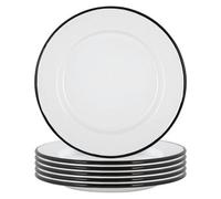 Argon Tableware White Enamel Dinner Plates - 25.5Cm - Black - Pack Of 6