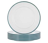 Argon Tableware Enamel Dinner Plates - 25.5cm - Pack of 12 - Green, Rustic, Durable, Chip Resistant, Reusable, Camping, Large Dinner Plates for Appetisers, Starters, Mains, Sides, Desserts