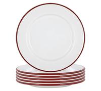 Argon Tableware White Enamel Dinner Plates 25.5cm Pack of 12 in Red Argon Tableware Red