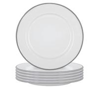 Argon Tableware White Enamel Dinner Plates 25.5cm Pack of 6 in Grey Argon Tableware Grey