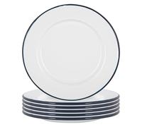 Argon Tableware White Enamel Dinner Plates 25.5cm Pack of 6 in Navy Argon Tableware Navy