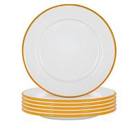 Argon Tableware Enamel Dinner Plates - 25.5cm - Pack of 6 - Yellow Dining Plates Lightweight Camping Large Dinner Dish for Appetisers, Starters, Mains, Sides, Desserts