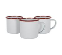 Argon Tableware White Enamel Espresso Cups - 130Ml - Red - Pack Of 6, Red