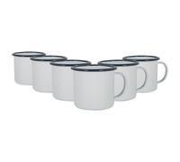 Argon Tableware White Enamel Mugs - 375ml - Navy - Pack of 6