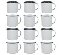 Argon Tableware White Enamel Mugs - 375ml - Pack of 12 in Navy Argon Tableware Navy