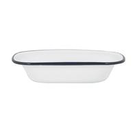 Argon Tableware 20cm Enamel Pie Dish - Navy Rim - Dishwasher Safe Pie Dishes Enamel Cookware Oblong Pie Dish Oven Tray Bakeware Pastry Casserole Roasting Tin
