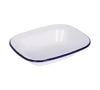 Argon Tableware White Enamel Pie Dish - 22 x 16.5cm - Blue - 1x Deep Metal Rectangular Kitchen Oven Baking Flan Apple Tart Quiche Cake Lasagne Roasting Cooking Serving Tin Tray Pan