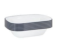Argon Tableware White Enamel Pie Dishes - 16 X 12Cm - Navy - Pack Of 6