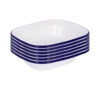 Argon Tableware White Enamel Pie Dishes - 18 X 13.5Cm - Blue - Pack Of 6