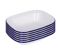 Argon Tableware White Enamel Pie Dishes - 22 X 16.5Cm - Blue - Pack Of 6
