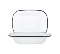 Argon Tableware 25.5cm Enamel Pie Dish - Navy Rim - Pack of 2 - Dishwasher Safe Pie Dishes Enamel Cookware Oblong Pie Dish Oven Tray Bakeware Pastry Casserole Roasting Tin