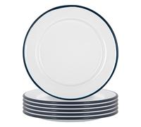 Argon Tableware White Enamel Side Plates 20cm Pack of 6 in Navy Argon Tableware Navy