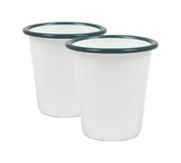 Argon Tableware Enamel Tumblers - 300ml - Green - Set of 2 Metal Drinking Cup Teacup Coffee Tumbler Set Hot, Cold Drinks Cups for Home, Kitchen, Dining, Travel, Camping, Hiking & Outdoor Use