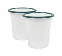 Argon Tableware White Enamel Tumblers - 300ml - Pack of 2 in Green Argon Tableware Green