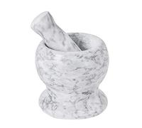 Argon Tableware White Marble Pestle and Mortar - 13cm (5.1") Diameter - Natural Stone Grinding Solid Hand Grinder for Herbs & Spices, Nuts, Pesto, Garlic Crusher