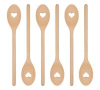 Argon Tableware Wooden Heart Cooking Spoons - 30cm - Pack of 6 in Brown Argon Tableware Brown