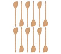 Argon Tableware Wooden Scraper Spoons - 30cm - Pack of 12 - Long Heat Resistant Non-Stick Utensils Kitchen Serving Paddle Mixing Turner for Cooking, Baking, Stirring