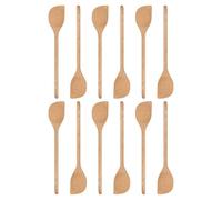 Argon Tableware Wooden Scraper Spoons - 30cm - Pack of 12 - Long Heat Resistant Non-Stick Utensils Kitchen Serving Paddle Mixing Turner for Cooking, Baking, Stirring