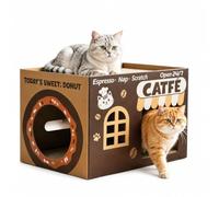 ARGOPET Cardboard Cat Scratcher House, Cozy Cardboard Design with 2 PCS Scratching Pads, Cat Scratcher Box & Bed, 17-Inch Corrugated Cat Scratcher, Safe and Secure for Kittens, Easy to Assemble（Brown）